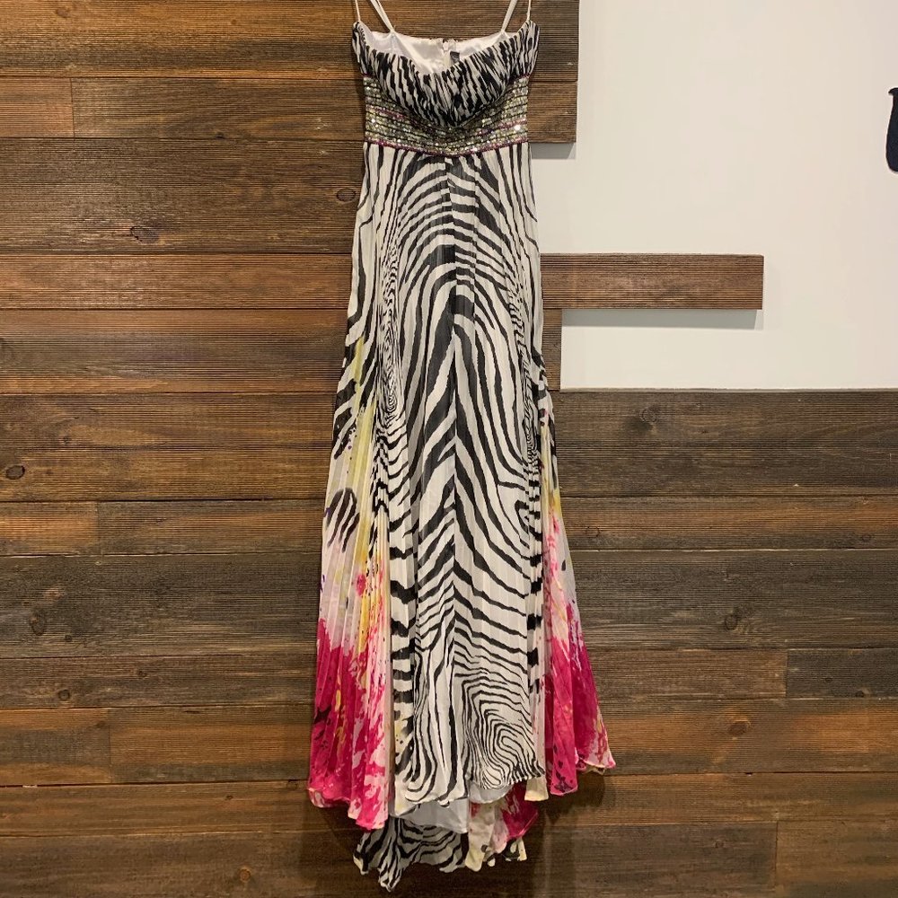 Jovani Zebra Print Strapless Prom/Event Dress